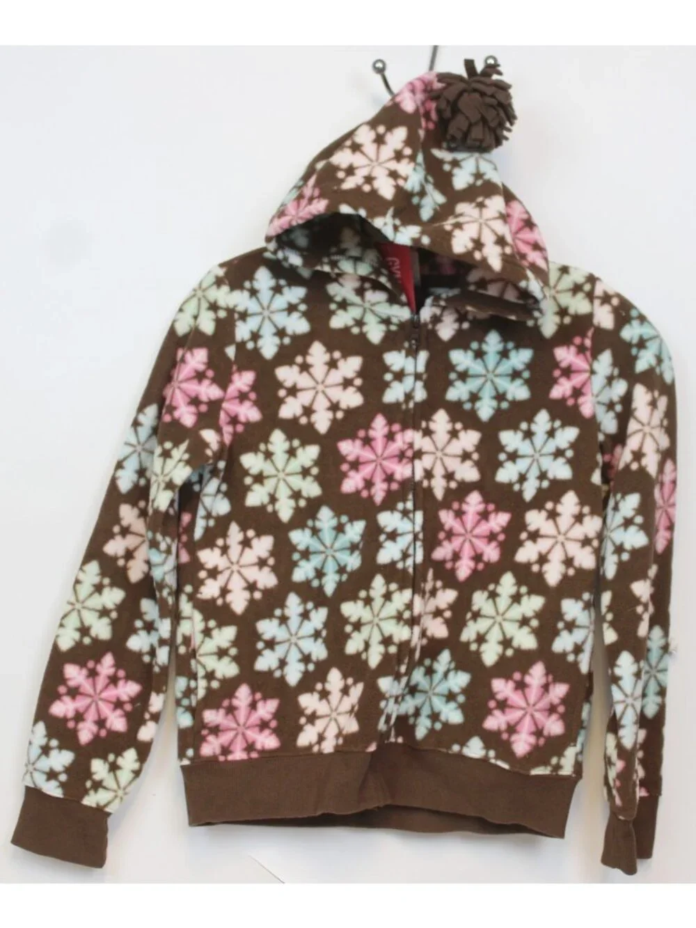 2009 Gymboree Winter Ballerina Lg 10/12 Jacket Fleece Brown Snowflakes Hoodie